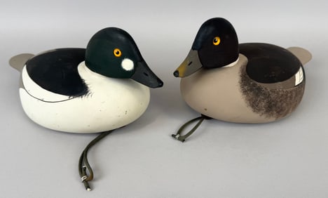 PAIR OF MARTY COLLINS GOLDENEYE DECOYS East Wareham, Massachusetts, 1960- Lengths 13" and 14".