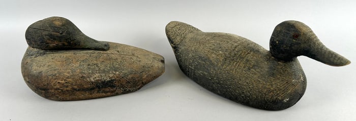 NINE WATERFOWL-RELATED CARVINGS 20th Century Lengths from 9" to 20".