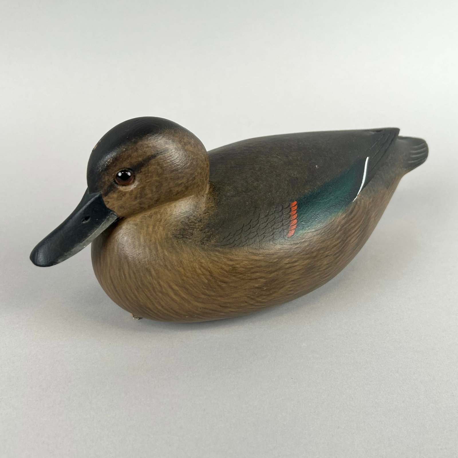 RICK BROWN GREEN-WINGED TEAL HEN DECOY Point Pleasant, New Jersey, 20th Century Length 11". (1 of 4)
