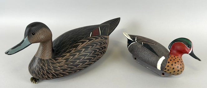 TWO CHIP ALLSOPP DECOYS Barnegat Bay, New Jersey, 20th Century Lengths 17" and 11".