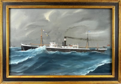 ITALIAN SCHOOL (19th Century,), The steamship S.S. Fullerton., Gouache on paper, 16" x 24" sight.