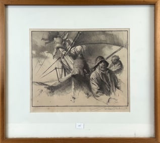 TWO MARINE-THEMED WORKS ON PAPER 20th Century