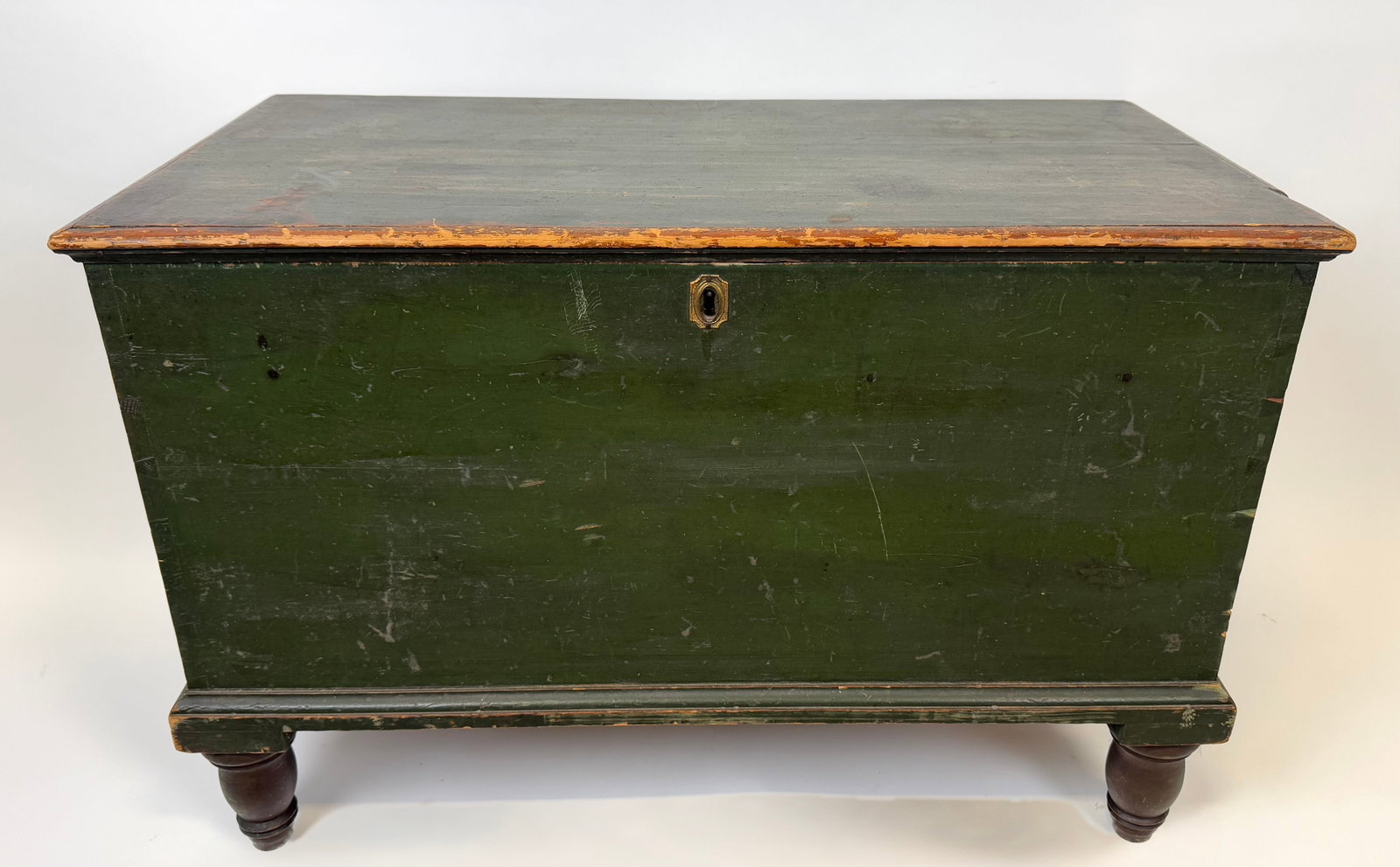 PINE BLANKET CHEST 19th Century Height 25". Width 37". Depth 18.5". (1 of 3)