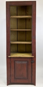 COUNTRY STEP-BACK CUPBOARD 20th Century Height 82". Width 29". Depth 16".