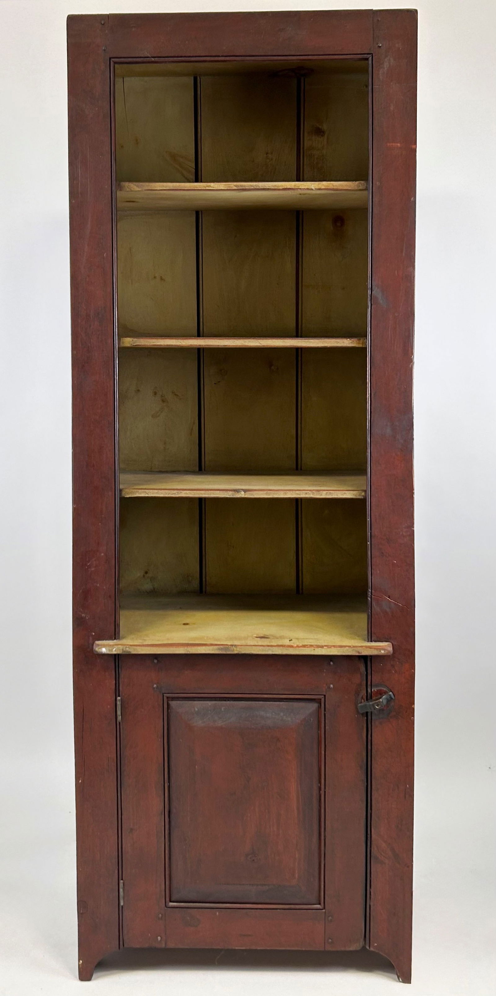 COUNTRY STEP-BACK CUPBOARD 20th Century Height 82". Width 29". Depth 16". (1 of 3)
