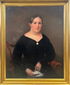 AMERICAN SCHOOL (Mid- to Late 19th Century,), Portrait of a woman seated in a Chippendale chair,