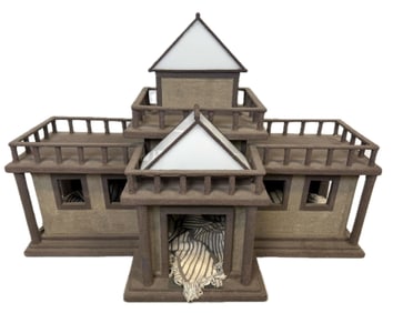 FOLK ART-STYLE DOGHOUSE Late 20th Century Height 30.5". Width 50". Depth 22".