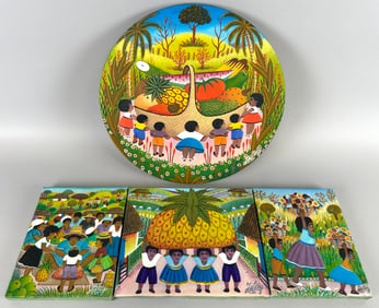 JACQUES-RICHARD CHERY (Haiti, 1928-), Four works depicting children in various gardening and farming