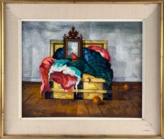 ELLIOT ORR (Massachusetts/Florida, 1904-1997), "Attic Trunk"., Oil on canvas, 16" x 20". Framed