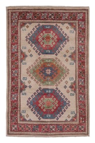 KAZAK DESIGN RUG: 3'2" X 5'0" 21st Century