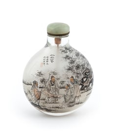 INTERIOR-PAINTED GLASS SNUFF BOTTLE Late 19th Century Height 2.5".