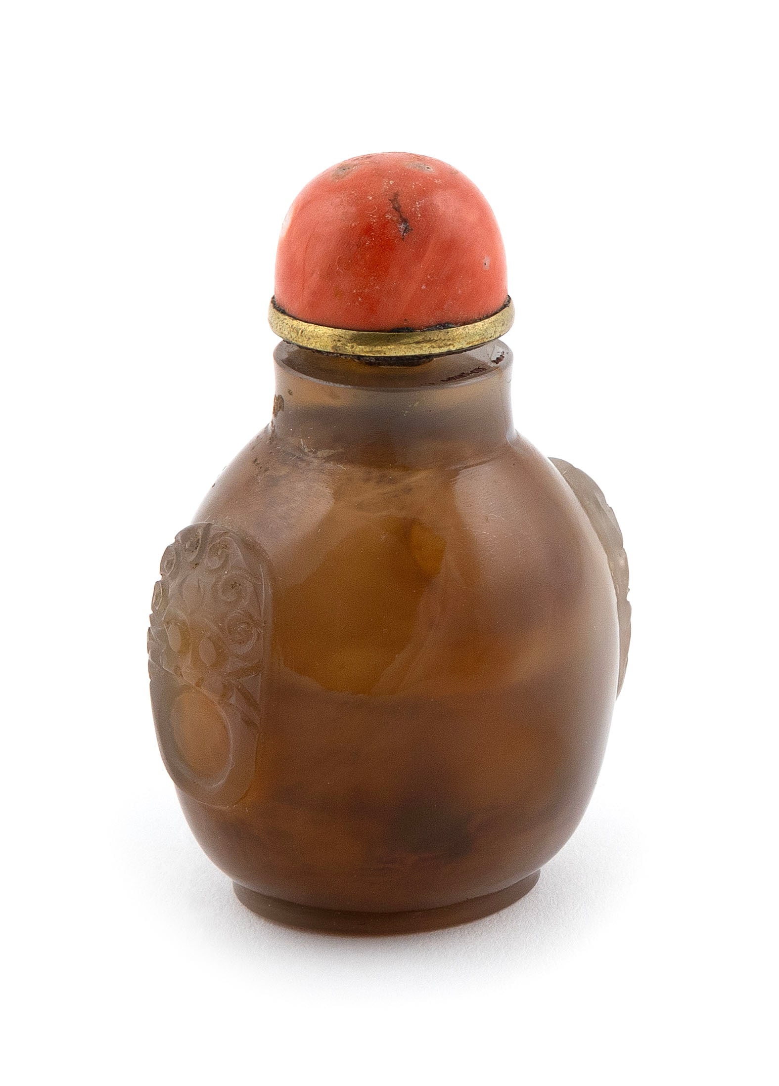 CARVED AGATE SNUFF BOTTLE Late 19th/Early 20th Century Height 2.5". (1 of 8)