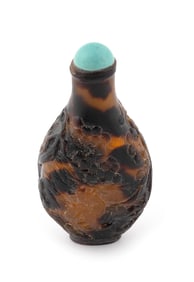CARVED SHELL SNUFF BOTTLE 19th Century Height 2.75".