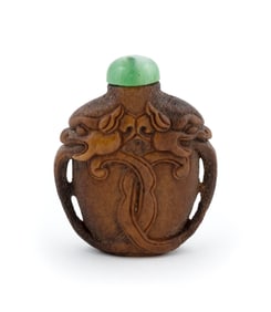 CARVED BAMBOO SNUFF BOTTLE Late 19th/Early 20th Century Height 2".