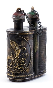 MIXED METAL DOUBLE SNUFF BOTTLE Late 19th Century Height 2.5". Length 2".