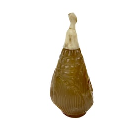 CARVED WHITE JADE SNUFF BOTTLE 19th Century Height 3.5".