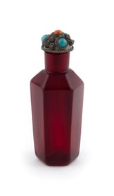 RUBY GLASS SNUFF BOTTLE Early 20th Century Height 2.25".