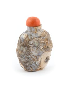 CARVED OPAL SNUFF BOTTLE 19th Century Height 2".
