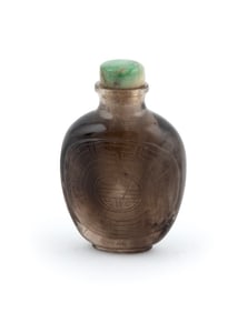SMOKY QUARTZ SNUFF BOTTLE 19th Century Height 2.5".