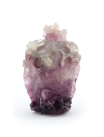 CARVED AMETHYST SNUFF BOTTLE 19th Century Height 3".