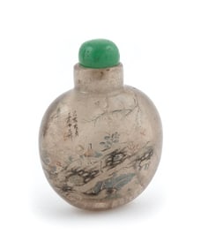 INTERIOR-PAINTED GLASS SNUFF BOTTLE 19th Century Height 3".