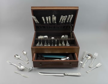 TIFFANY & CO. "SHELL & THREAD" STERLING SILVER FLATWARE SERVICE New York, Early 20th Century Approx.