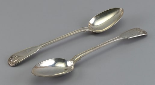 PAIR OF STERLING SILVER STUFFING SPOONS London, England, Late 19th Century Approx. 14.3 troy oz.