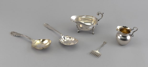 FIVE STERLING SILVER TABLEWARES