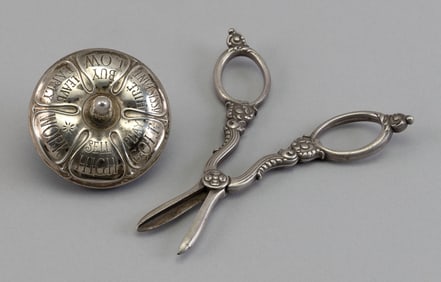 TWO SMALL STERLING SILVER DESK OR TABLE ITEMS Late 19th/Early 20th Century