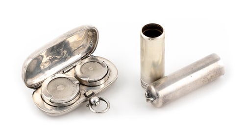 STERLING SILVER COIN HOLDER AND LIPSTICK CASE Approx. 34.33 total dwt.
