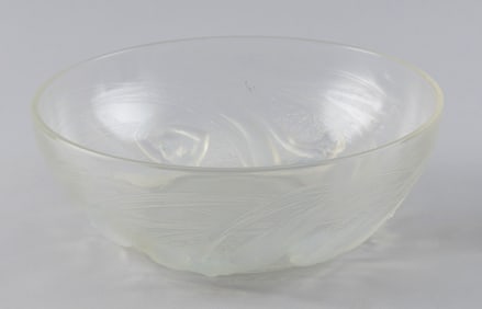 RENE LALIQUE "ONDINES" OPALESCENT GLASS BOWL France, 20th Century Height 3.25". Diameter 8.25".