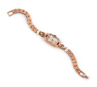 PAUL DITISHEIM 18KT ROSE GOLD WATCH WITH GOLD-FILLED BAND Approx. 8.10 total dwt.