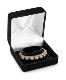14KT YELLOW GOLD AND OPAL BANGLE BRACELET Approx. 20.12 total dwt.