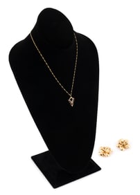 14KT YELLOW GOLD CULTURED PEARL PENDANT AND PAIR OF EARRING JACKETS Approx. 3.14 total dwt.