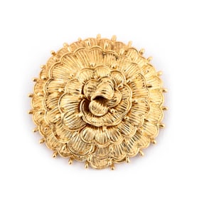 18KT YELLOW GOLD CHRYSANTHEMUM BROOCH Approx. 16.46 total dwt.