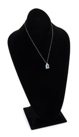 18KT WHITE GOLD, AQUAMARINE AND DIAMOND PENDANT ON CHAIN Approx. 5.59 total dwt.