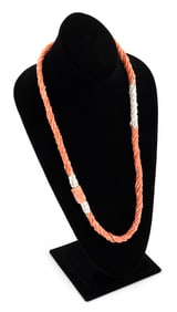 CORAL AND CULTURED RICE PEARL NECKLACE