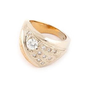14KT WHITE AND YELLOW GOLD AND DIAMOND DOME RING Approx. 11.18 total dwt.