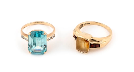 TWO 14KT YELLOW GOLD RINGS Approx. 6.55 total dwt.