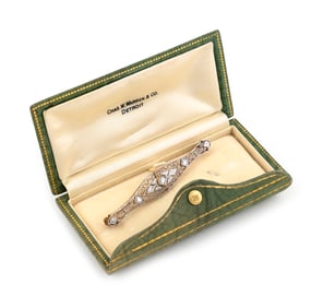 14KT WHITE AND YELLOW GOLD AND DIAMOND BAR PIN Approx. 3.15 total dwt.