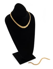 14KT YELLOW GOLD NECKLACE AND MATCHING BRACELET Approx. 16.39 total dwt.