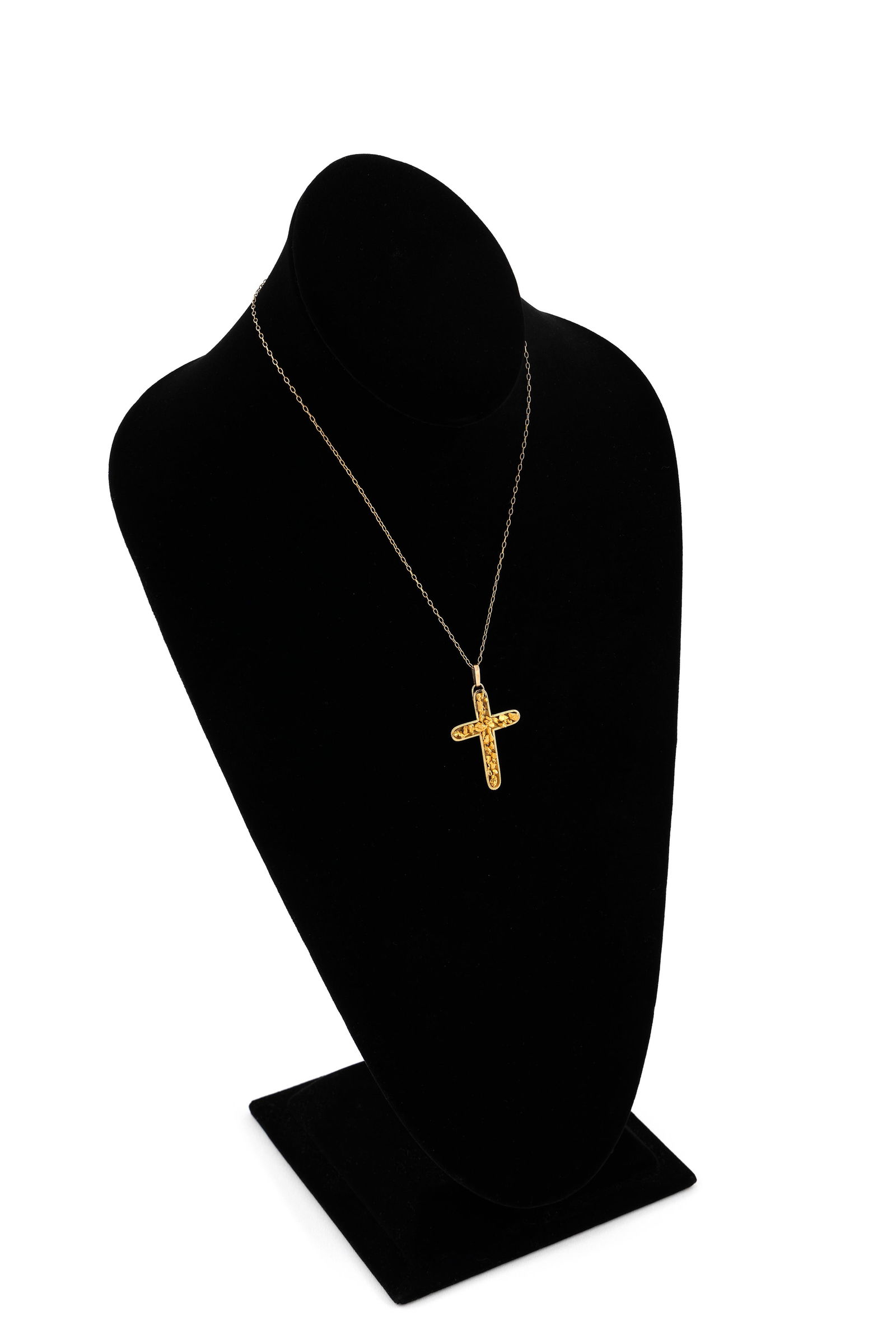 14KT YELLOW GOLD NUGGET CROSS NECKLACE ON CHAIN Approx. 3.53 total dwt. (1 of 2)
