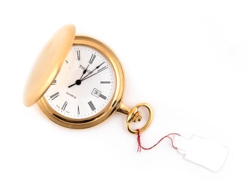 TISSOT GOLD PLATED AND QUARTZ POCKET WATCH