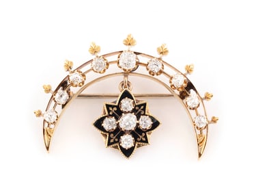 14KT YELLOW GOLD AND DIAMOND PIN/PENDANT Approx. 10.93 total dwt.
