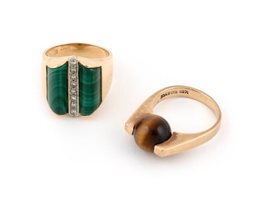 TWO YELLOW GOLD RINGS Approx. 10.35 total dwt.