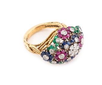 14KT YELLOW GOLD AND MULTI-STONE RING Approx. 7.84 total dwt.