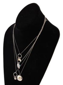 FOUR KIT HEATH STERLING SILVER, VERMEIL AND STONE NECKLACES Approx. 12.02 total dwt.