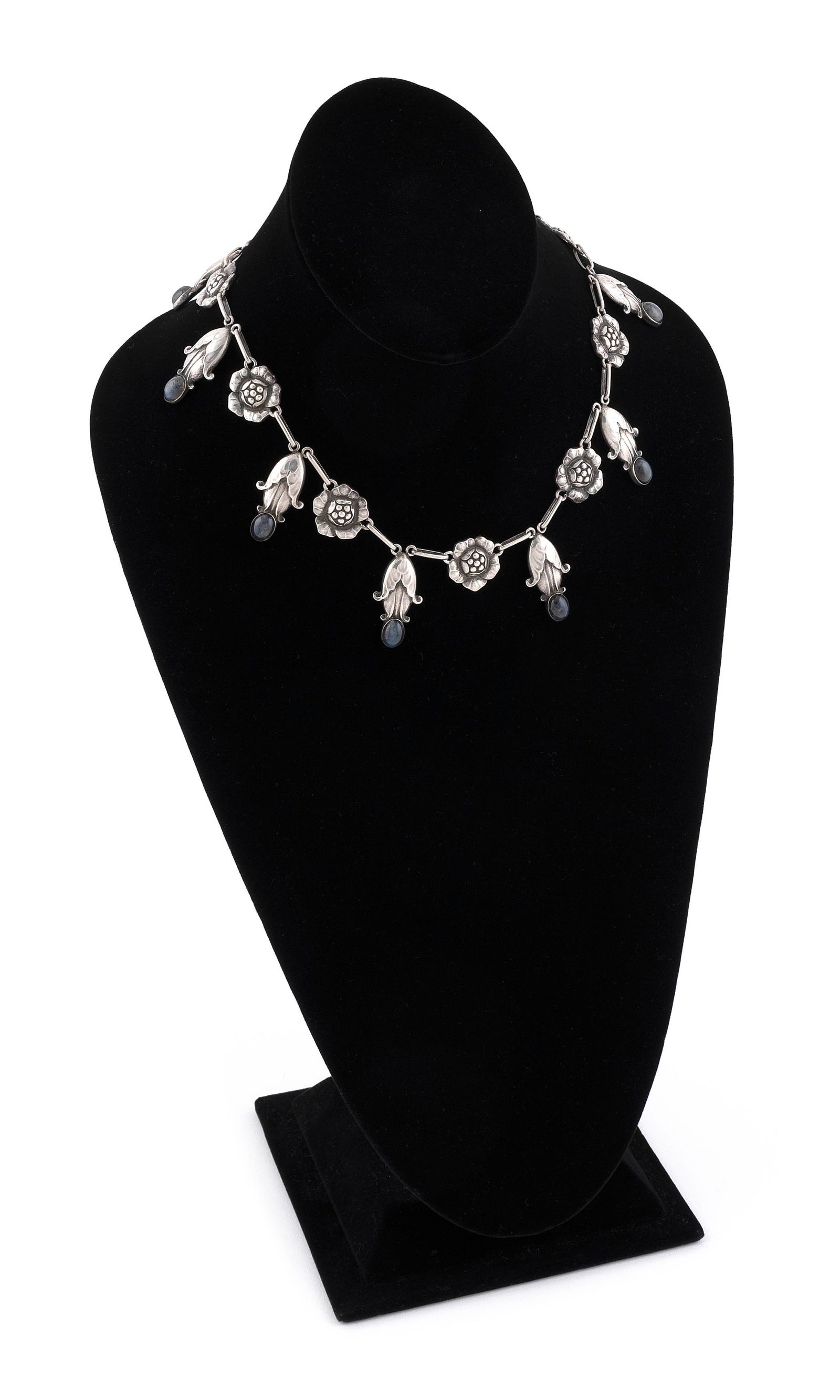 GEORG JENSEN STERLING SILVER AND MOONSTONE NECKLACE Approx. 28.87 total dwt. (1 of 4)