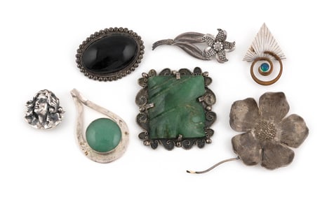 SEVEN PIECES OF STERLING SILVER JEWELRY Approx. 60.25 total dwt.