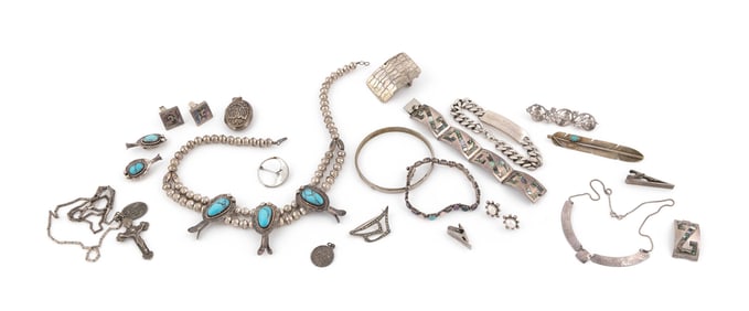 TWENTY-THREE PIECES OF STERLING SILVER JEWELRY Approx. 165.00 total dwt.